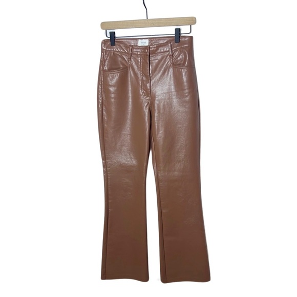 Aritzia Wilfred Beatrix Cognac Faux Leather Pants Size 4 Mob Wife Luxurious Chic - Picture 1 of 13